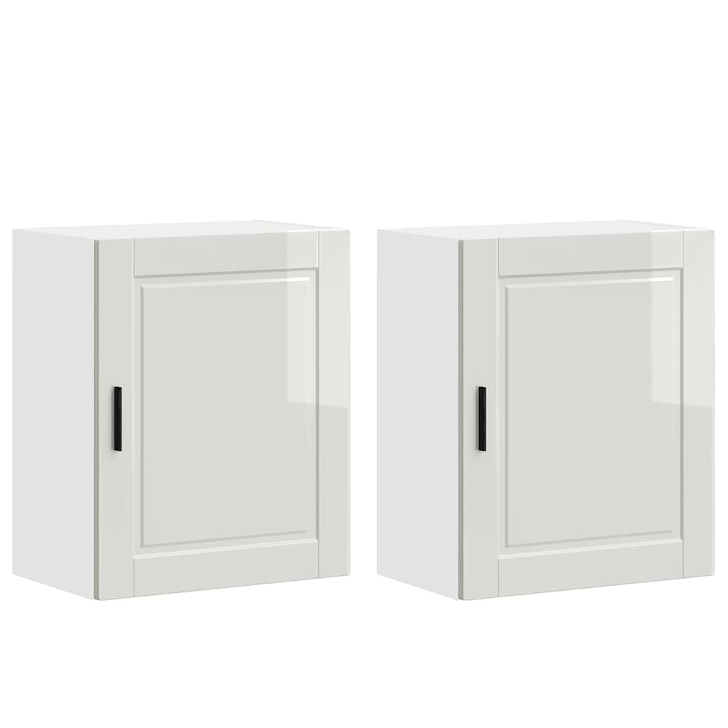 vidaXL Kitchen Wall Cabinets 2 pcs Porto High Gloss White Engineered Wood
