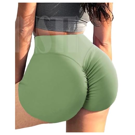 Anti-Cellulite Shorts | Plus Size Legging INSTINNCT Womens High Waist Yoga Shorts Scrunch Butt Lifting Sports Gym Workout Running Hot Pants Green,M