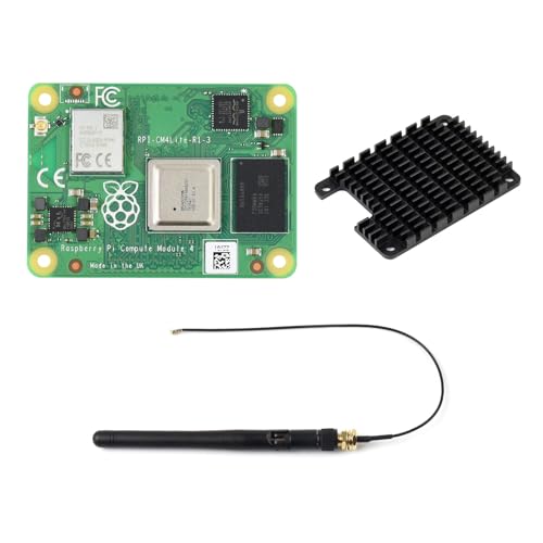 waveshare Pi Compute Module 4 Comes with an Official Raspberry Pi CM4101000 (with Wireless 1GB RAM Lite Version) an Antenna Kit and a HEATSINK. (3 Items)