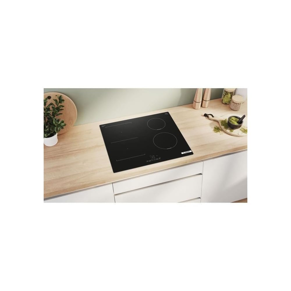 Bosch PVS611BB6E Serie 4 - Piano cottura a induzione, Zona Combi-Induzione | 60 cm, Nero, PowerBoost (induzione), Touch Select, Timer con funzione di spegnimento