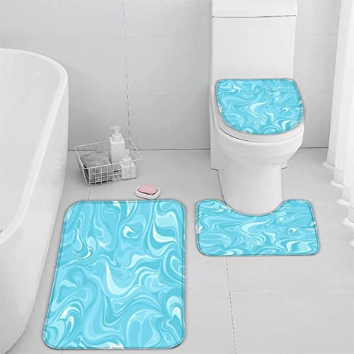 Badematten Set 3 teilig 50x80 Marmorierung Graffiti 3D Badezimmerteppich Set WC Vorleger Set rutschfeste Badematte…