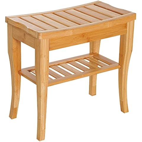 HOMCOM 45cm 2-Tier Slatted Shower Bench Cover