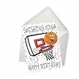 PICTURE THIS PRINTS Basketball Birthday Card for Son Daughter Husband Boyfriend Wife Girlfriend Birthday Card for Him or Her (5 inches by 7 inches) Swishing You a Happy Birthday