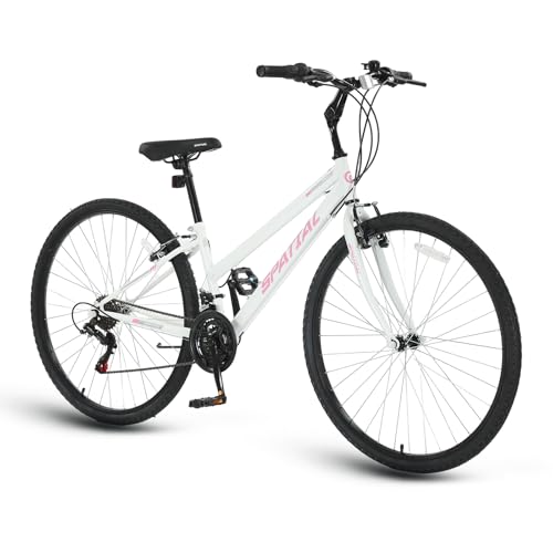 SPATIAL 700C Wheels Hybrid Bike for Mens and Womens, Step-Over