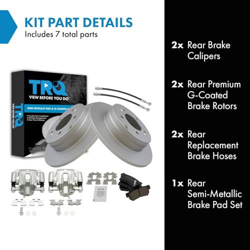 Image of TRQ Rear Brake Pad and Rotor Set Semi Metallic Coated Rotors Calipers Compatible with 2006 Hyundai Sonata To 2 /28 /06 Production Date
