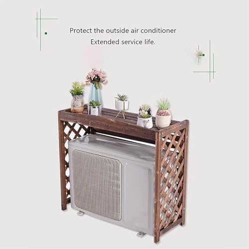 Housse de climatisation extérieure et support de fleurs en bois 115cm - 5