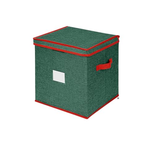 RAIN QUEEN クリスマスオーナメント 収納ボックス 緑 クリスマスボール収納カゴ 蓋付き クリスマス収納バッグ クリスマス雑貨 小物収納 64個仕切り付き 大容量 クリスマス用品整理 クリスマスボール収納ボックス