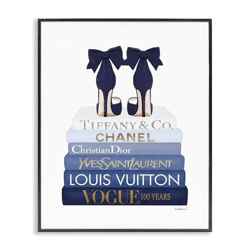 Image of Chic Bookstack Heels Fashion, 24 x 30 Inch Framed Giclee Print | Stupell Industries . By Amanda Greenwood . Ready to hang . Great for bedroom or office . Made in USA