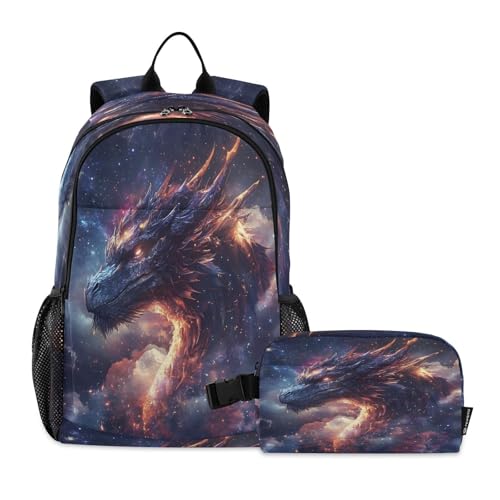 ALAZA Dreamy Dragon Kids Backpack Elementary Girls Boys Bookbag Rucksack Primary School Bag Backpack Set with Lunch Bag