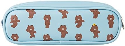 LINE Friends Brown Patterned Square PVC Pencil Case One Size Blue
