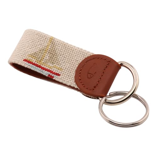Image of Leather Hand-Stitched Needlepoint Key Fob or Key Chain