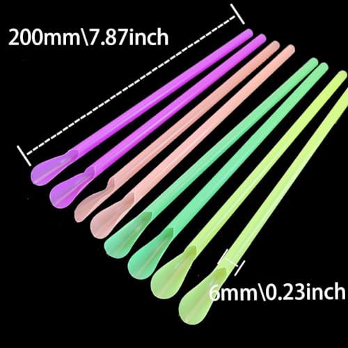 200 pitillos desechables coloridos con cuchara 20 cm miniatura 2