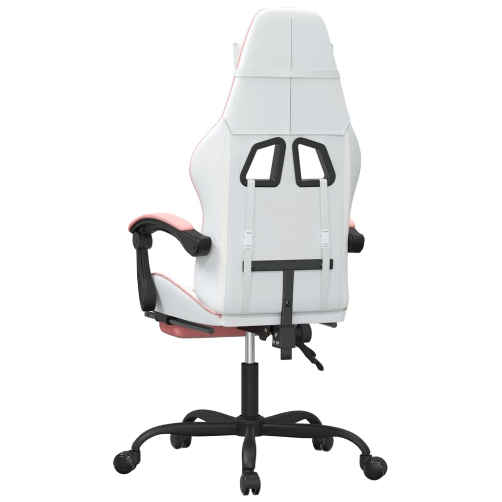 Tomostar Chaise Gaming, Chaise de Jeu Fauteuil Gamer Fauteuil de Bureau avec Repose-Pied Blanc et Rose Similicuir