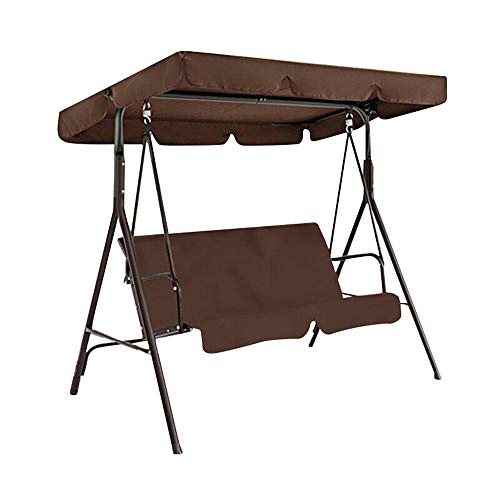 LQKYWNA Swing Seat Canopy, Rainproof Garden Chair Replacement Top Cover Dust Guard Protector for 2 & 3 Seater Sizes Outdoor Porch Patio Yard Garden Hammock (coffee,Three-seater M)