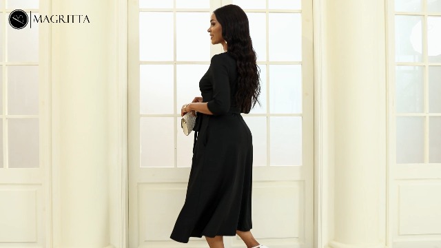 3 4 sleeve bodycon dress Watch Magritta Flowy 3/4 Dresses for Women on Amazon Live Size:IT 37.5 - US 7.5 full-suit-size-chart Oseree Lumiere Shell Long Bodycon midi to dress featuring a