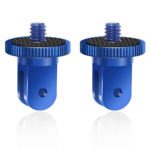 QUTHZZHY 1/4 Zoll Adapter Stativgewinde Adapter Tripod Mount Adapter für Insta360, Sony, SJCAM, SJ4000, Xiaomi, Xiaoyi und Anderen Action-Kameras mit Kamera Schraube(2 Stücke) (Blau) Cover