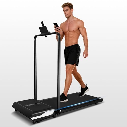 Image of Jogging Vibration Workout Pad，2 in 1 Under Desk Treadmill, 500W Low Noise Walking Vibration Pad with Remote Control LED Display,Foldable Treadmills for Home Office,330 Lbs Capacity