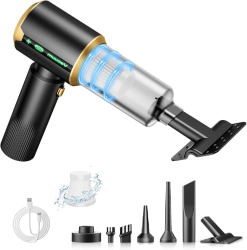 Jixinmiyue Handheld Car Vacuum, 16000Pa Brushless Motor, Led Display, Type-C Charging For Car Home Pet Hair, Pitch-Black