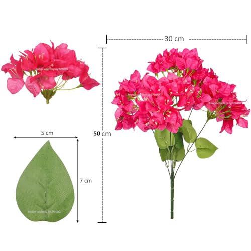 Image of SPHINX Artificial Bougainvillea 5 Heads Bunch Without Vase for Home Decor,Centerpieces, Christmas Decorations, Welcome Reception, Dinner Table decor Approx Height 50 cms- (1 Piece, Pink)