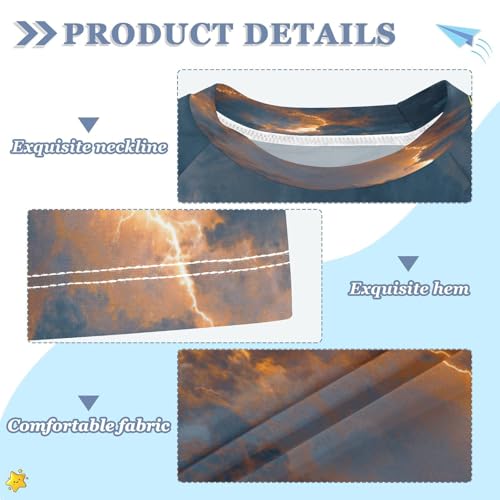 Boys Short Sleeve T-Shirts Lightning Dark Cloud Rashguard Kids Swim Shirts Sun UPF 50+3