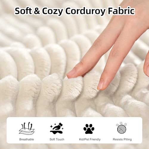 Image of 134 inch Boneless Couch for Living Room, Oversized U Shaped Modular Cloud Sofa with Deep Seat, 6 Seater Convertible Memory Foam Couches, No Assembly Plush Corduroy Sofa (Beige)