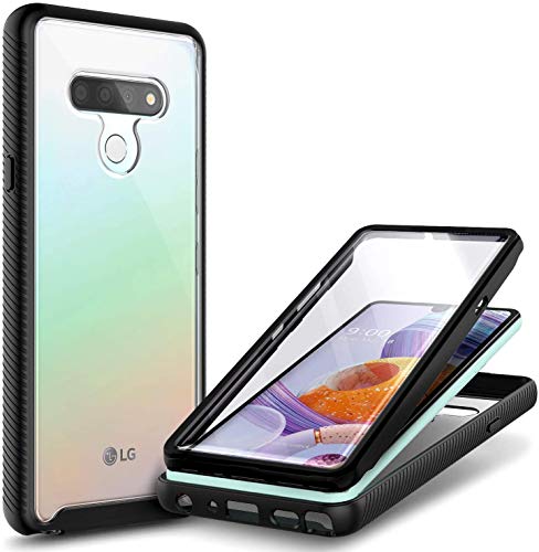 E-Began Case for LG Stylo 6 with [Built-in Screen Protector], Full-Body Protective Shockproof Rugged Bumper Cover, Transparent Back, Impact Resist Durable Phone Case for LG K71/Stylo 6 -Black