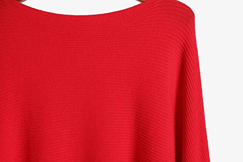 Image of EDSTAR Women Dolman Batwing Sleeves Knitted Sweaters Winter Boat Neck Pullovers Tops