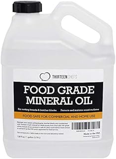 Thirteen Chefs Mineral Oil - 128oz Food Grade Conditioner for Wood Cutting Board, Countertop & Butcher Block, Lubricant for Knife or Meat Grinder - Safe USP Finish on Bamboo, Marble, Soapstone