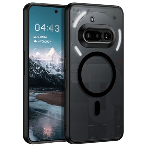BENTOBEN Funda Magnética para Nothing Phone 3a [Compatible con Magsafe] Carcasa Nothing Phone 3a Funda Cover Protección de Grado Militar Anti-Golpes Parte Trasera Mate Translúcida Anti-Arañazos Negro