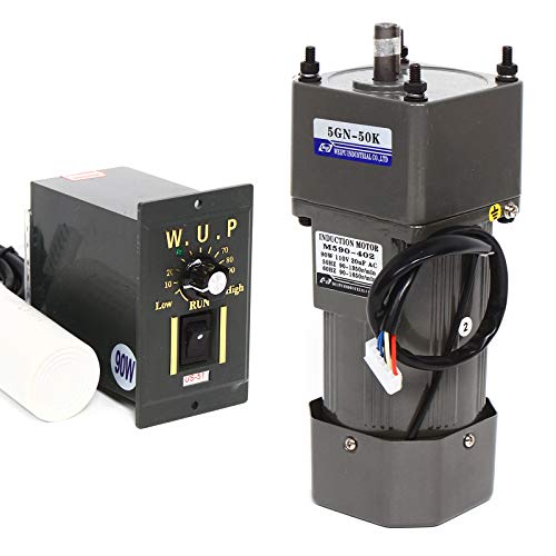 Motoreducteur Électrique AC 220V Moteur à Engrenages Asynchrone Monophasé 90W avec Régulateur de Vitesse (50 K), 27 Tours/Min Cover