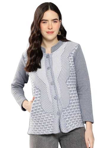 Image of Aarika Womens Winter Wear Green Colour Zig Zag Woolen Cardigan