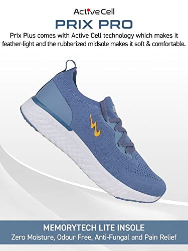 Image of Campus Men's Prix Pro Slate, Mustard Mesh Running Shoe - 9 UK