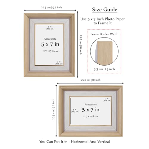 Image of GOLDEN PEACOCK Set of 2 Antique Gold and White 5x7 Inch Photo Frames | Elegant Wall & Tabletop Picture Frames for Home Decor and Luxury Gifting
