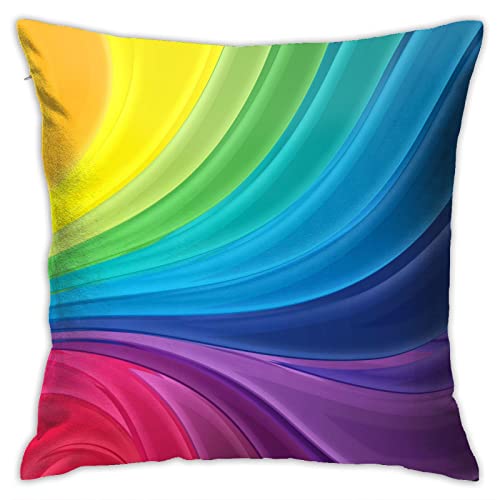 VARUN Throw Pillow Covers Colorful Rainbow Colours Lines Design Square Pillowcase for Home Decor Sofa Car Bedroom Pillow case 18x18inch