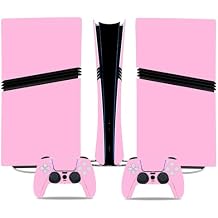 Console Skin Compatible with PS5 Pro, Vinyl Decal for Digital Edition, Protective Sticker Cover for Wireless Controller Pink