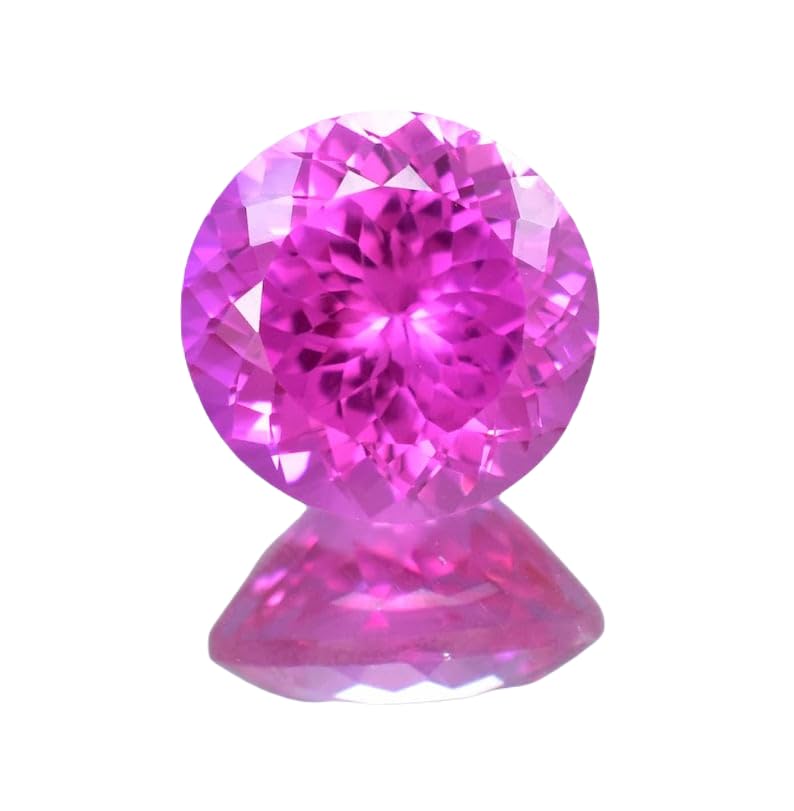 Saphir rose naturel 15mm de forme ronde facettée pour haute joaillerie