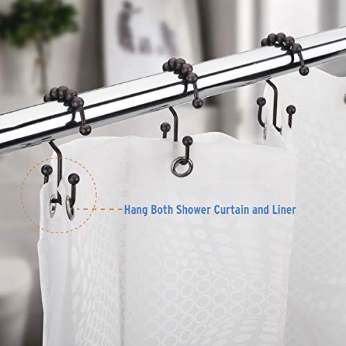 Amazer Shower Curtain Rings, Stainless Steel Shower Curtain Hooks Rings, 12 Pcs Double Glide Shower Rings For Bathroom Shower Curtain Rods Dual Rust-Resistant Shower Hooks, Bronze #TOP5