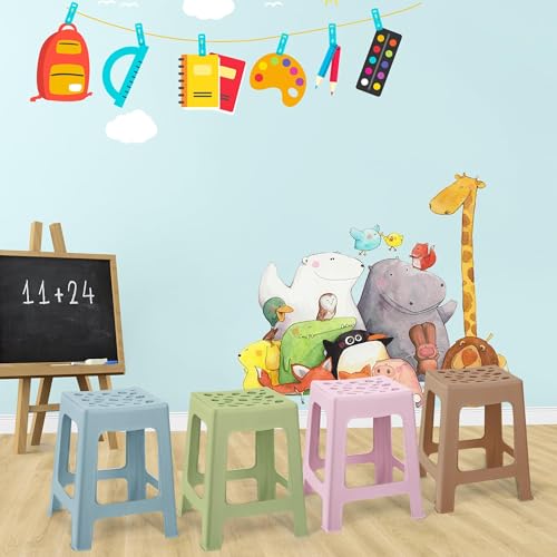 Image of TURSTIN 12 Pack Plastic Stools 16.9 Inch Nesting Stools Bohemia 6 Color Portable Backless Bar Stool Flexible Seating Chairs for Back-to-School Season Classroom Office Home