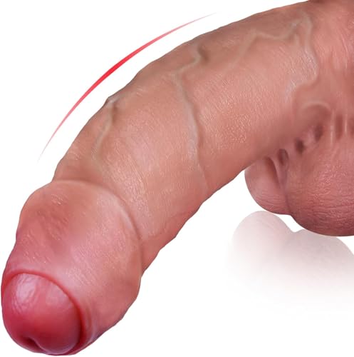 11 Realistic Uncut Foreskin Big Dildo - FYSHAVO Huge Thick Dildo with Strong Suction Cup for Hands-Free Play Skin-Like Silicone Dildos Lifelike Curved G-Spot & Anal Adult Sex Toys for Women Men