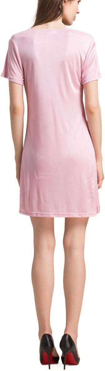 [Paradise Silk] レディース 絹（きぬ） 垂れ襟（たれえり） 短袖（たんそで） ワンピース スリップドレス [S,Pi