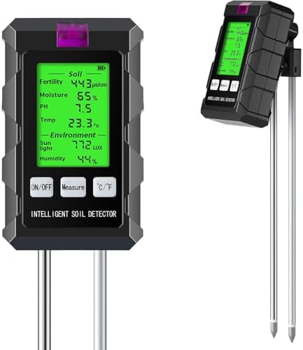6-in-1 Moisture Meter, 2026 Dual Probe Soil Tester, Moisture/pH/T...