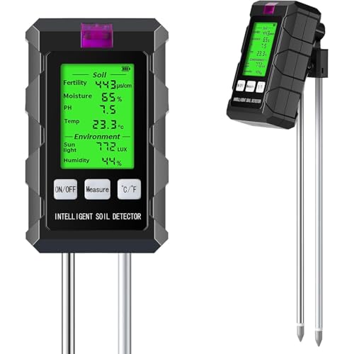 6 in 1 Soil Moisture Meter with pH, Nutrient, Sunlight, Temperature & Humidity for Farming, Gardening and Outdoor Plants Soil Tester (2*AAA Battery Needed)| Factory-Permanent Calibration