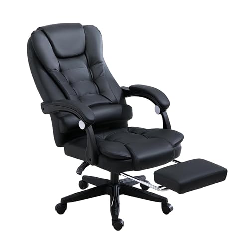 Silla ergonómica de oficina en casa, sillón de escritorio giratorio de 360° con respaldo y reposapiés inclinables, cuero cómodo para estudio, sala de estar, dormitorio