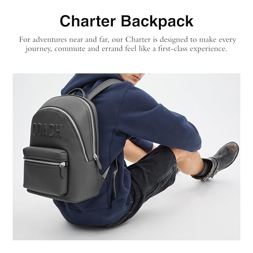 Image of Coach Men's Charter Backpack Graphic Charcoal One Size