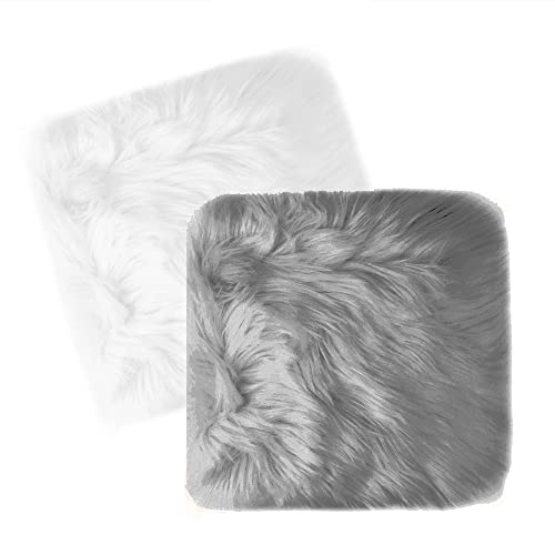 Tapete cuadrado pequeño peludo artificial, pack 2 miniatura 1