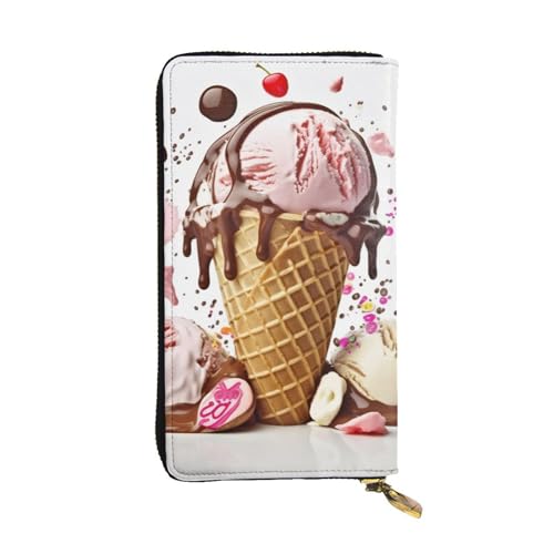 Ice Cream Wallet For Women Men Clutch Rfid Blocking Leather Wallets Large Capacity Purse Credit Card Holder Money Case With Zipper Phone Holder Long Travel Purse