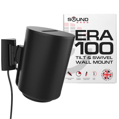 Sound Bass ERA 100 Wall Mount Bracket Tilt and Swivel Black Single (1pc) Compatible with Sonos ERA100 & ERA 100 SL Effortless Installation Includes Mounting Kit