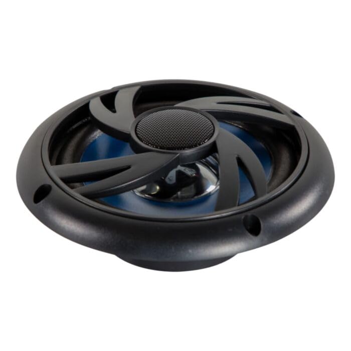 Speaker 5-1/4 Inch Round Marine Speaker White Cone/Glossy Black Grill with LED Light