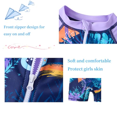 Image of UMELOK Girls Long Sleeve Rash Guard One Piece Swimsuits with UV Protection Sunsuit