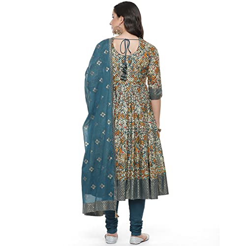 Image of BIBA Women Cotton Anarkali Printed Suit Set